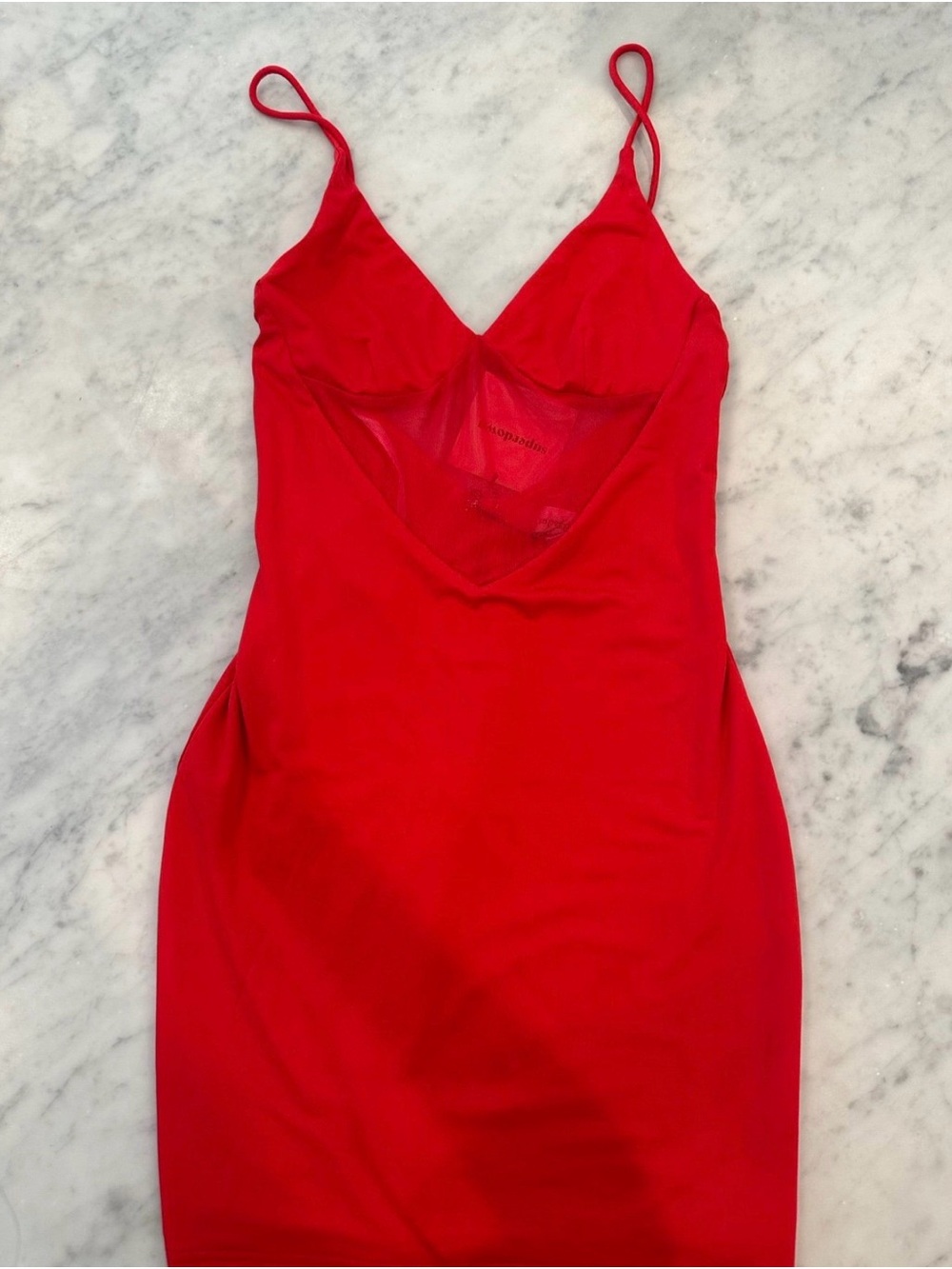 SUPERDOWN Red Slip Dress with Spaghetti Straps